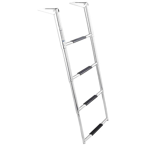 White Water Marine B00351R Over Platform Telescoping Heavy Duty Stainless Steel 4-Step Ladder