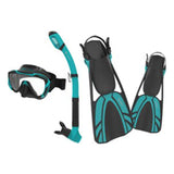 Guardian MAMBO.SM.TLBK MAMBO Pro Scuba & Snorkeling Frameless Silicone Teal Dive Mask, Fins and Snorkel Set