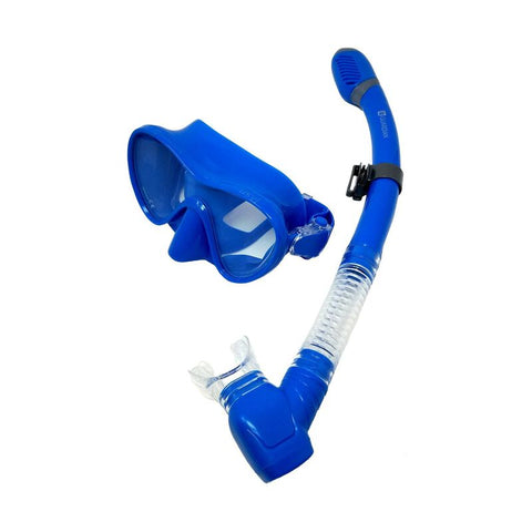 Guardian USVI.CMB.BL USVI Pro Scuba & Snorkeling Frameless Silicone Blue Dive Mask and Snorkel Set