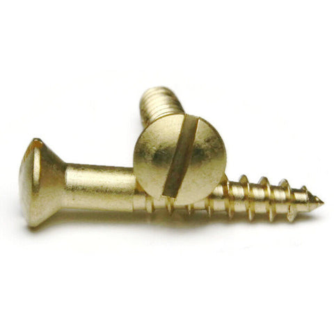 Fasco 1842 Marine Grade Brass #6 X 1-1/4" Slotted Oval-Head Wood Screw 100-Pack