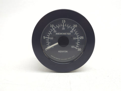 Kenyon Marine WS300 12V 4-3/8" 0-30 Black Anemometer Gauge Analog Meter