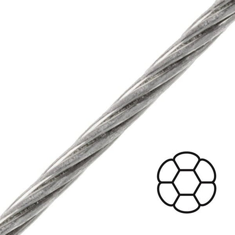 Alps 038-1355Z 1X7 Compact Strand 316 Stainless Steel 2.5mm Rigging Wire Rope By the Foot