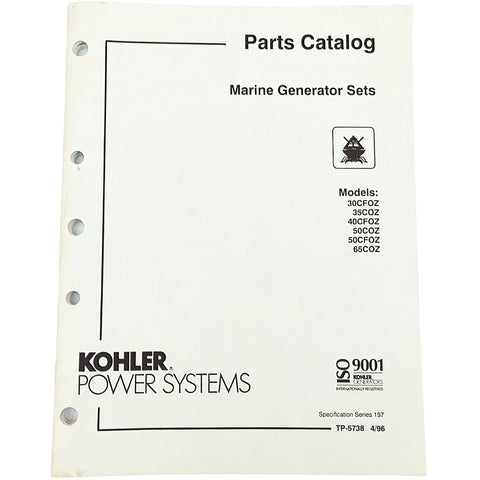 Kohler TP-5738 4/96 Genuine OEM Marine Generator 30CFOZ 40CFOZ Parts Catalog Manual