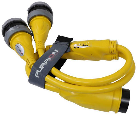 Furrion F3050Y-SY 381715 Marine Grade (2) 30A to 50A Yellow 125V Y-Adapter