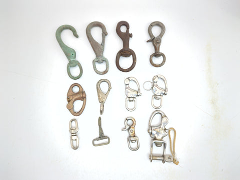 Vintage Boat Marine Chrome Plated Brass / Bronze and Stainless Hook Lot of 12