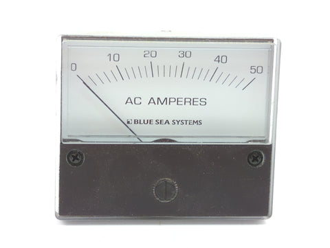 Blue Sea Systems 9630 Square Panel Mount 0-50 Ampere AC Analog Ammeter Gauge