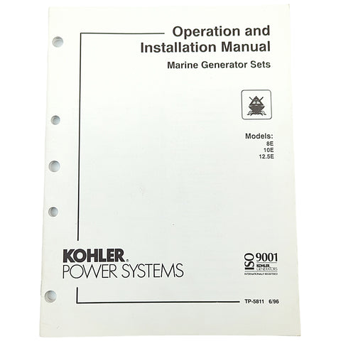 Kohler TP-5811 6/96 Genuine OEM Marine Generator 8E 10E 12.5E Operation and Installation Manual