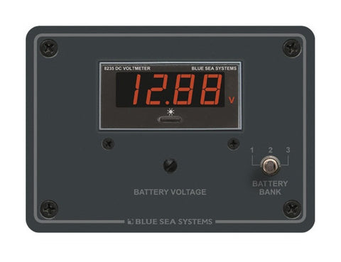 Blue Sea Systems 8051 Three Bank 7-60 Volt Digital DC Voltmeter Panel Gauge