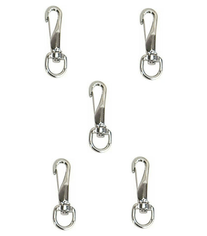 Whitecap S-1131C 1/4" Hook X 3/8" Ring X 1-7/8" L Chrome Plated Zamac Baby Swivel Snap 5-Pack