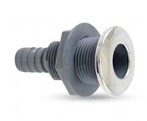 Whitecap S-3801 Stainless Steel/Nylon 3/4” Straight Thru-Hull Fitting with Barb
