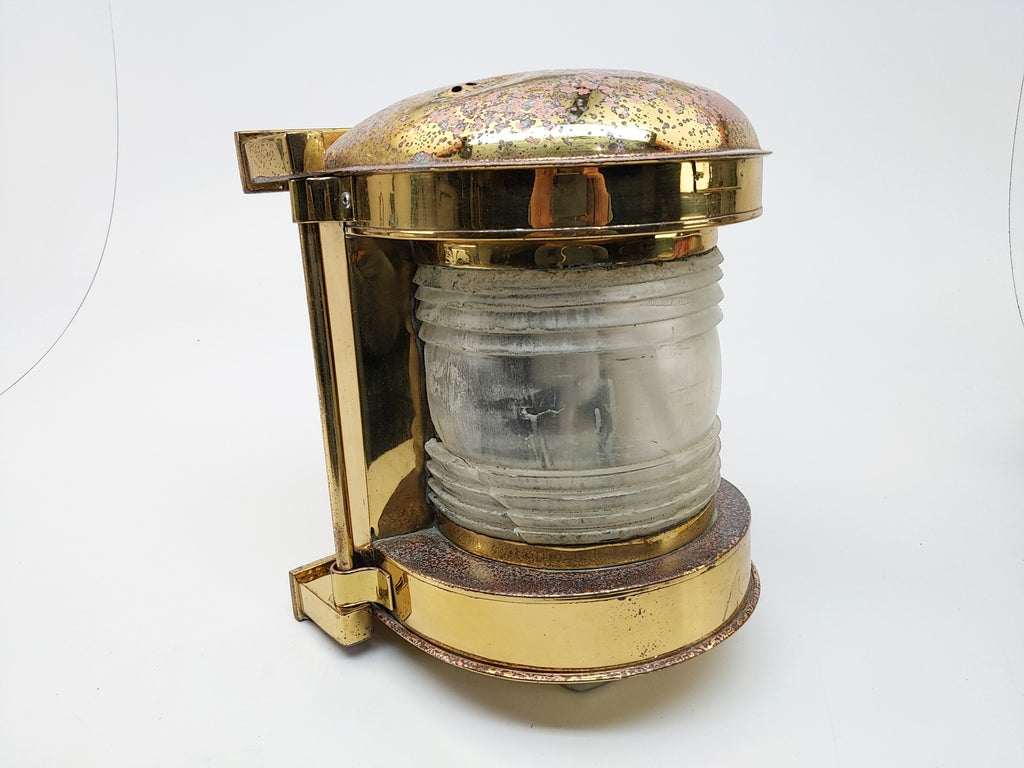 Solid Brass European Style Nautical Piling Post Light With Fresnel Lens