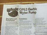 Whale GP63 GP6300 12 Volt Standard Electric Single Acting Diaphragm Water Pump