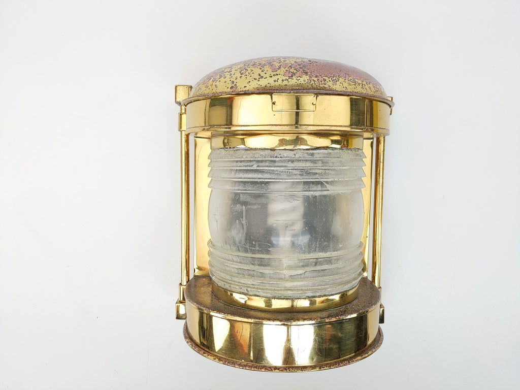 Solid Brass European Style Nautical Piling Post Light With Fresnel Lens