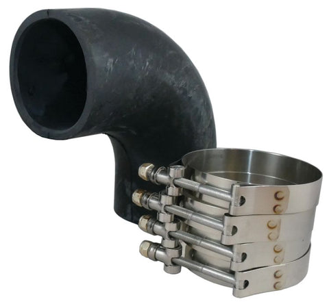 Trident TRL-2590SS Marine High Temp Rubber 2-1/2" Wet Exhaust 90º Elbow with Hose Clamps