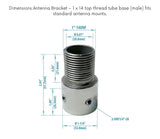West Marine 127480 Boat Marine Stainless Steel 1"-14 Thread Tube Base Antenna Mount