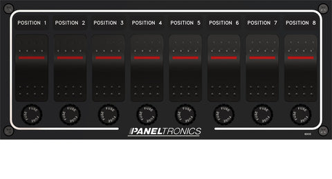 Paneltronics 9960013 Boat Marine DC 8-Position Lighted Rocker Switch Fuse Panel