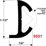 TACO V21-9501WH Boat Marine White 1-1/2’’ X 7/8’’ Rigid Vinyl Rub Rail Per Foot