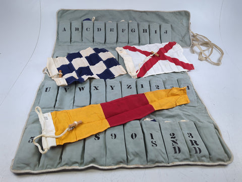 Vintage Antique Boat Boating Marine Nautical Signal Flags with Storage Organizer