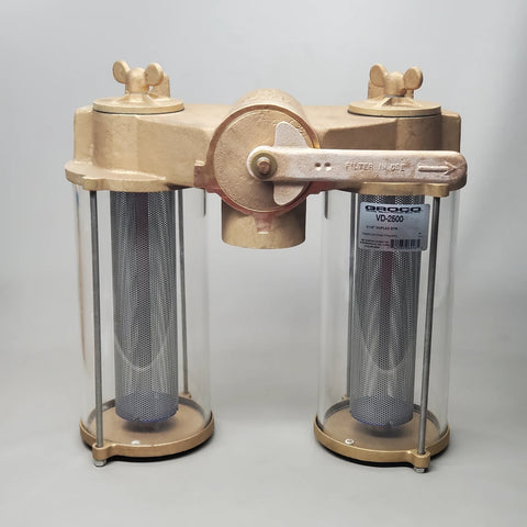 Groco VD-2500 VD-S Series Bronze 2-1/2" Monel Vertical Duplex Raw / Sea Water Strainer