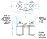 Groco VD-2500 VD-S Series Bronze 2-1/2" Monel Vertical Duplex Raw / Sea Water Strainer