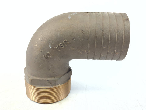 Groco PTHC-4000 Boat Marine Bronze 4" NPT to 4" Hose 90° Full Flow Elbow Fitting