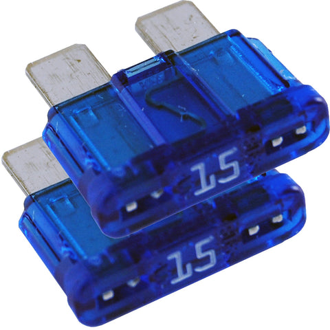 Marine Grade 15A Fast-Acting ATO / ATC Blade Fuse 2-Pack Bussmann ATC-15 Blue Sea 5242 Ancor 604015