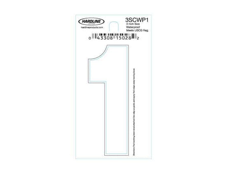 Hardline Products 3SCWP1 Boat Marine Grade 3" White #1 Registration Number Each