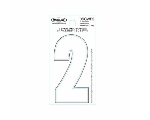 Hardline Products 3SCWP2 Boat Marine Grade 3" White #2 Registration Number Each