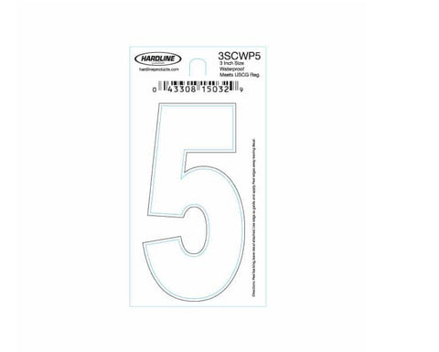 Hardline Products 3SCWP5 Boat Marine Grade 3" White #5 Registration Number Each