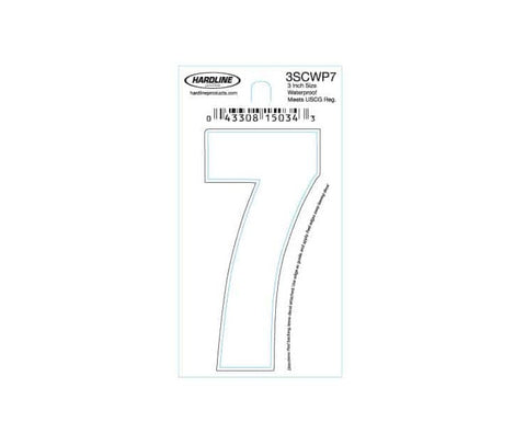 Hardline Products 3SCWP7 Boat Marine Grade 3" White #7 Registration Number Each