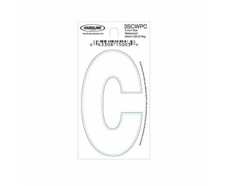 Hardline Products 3SCWPC Boat Marine Grade 3" White Letter C Registration Each