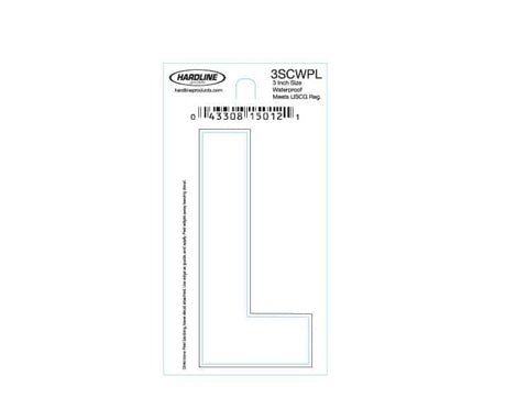 Hardline Products 3SCWPL Boat Marine Grade 3" White Letter L Registration Each