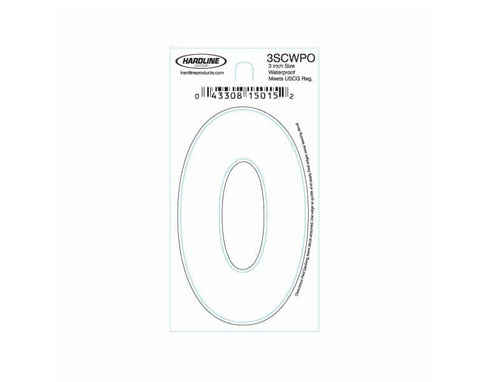 Hardline Products 3SCWPO Boat Marine Grade 3" White Letter O Registration Each