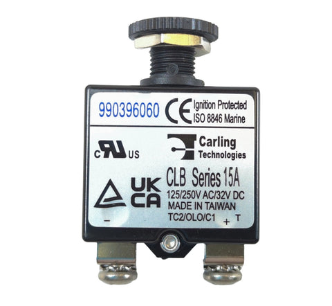 Marine Grade 15A Push Button Reset Circuit Breaker Carling CLB-153 Blue Sea 2133