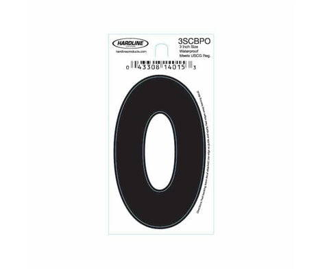 Hardline Products 3SCBPO Boat Marine Grade 3" Black Letter O Registration Each