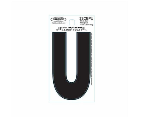 Hardline Products 3SCBPU Boat Marine Grade 3" Black Letter U Registration Each