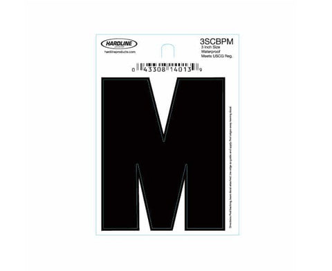 Hardline Products 3SCBPM Boat Marine Grade 3" Black Letter M Registration Each