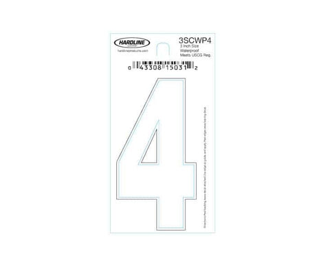 Hardline Products 3SCWP4 Boat Marine Grade 3" White #4 Registration Number Each