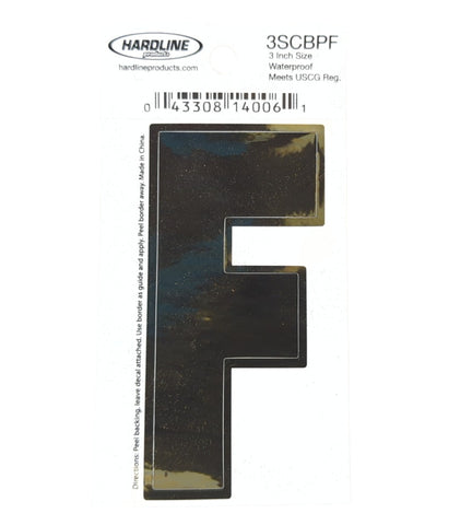 Hardline Products 3SCBPF Boat Marine Grade 3" Black Letter F Registration Each