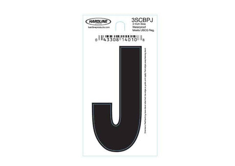 Hardline Products 3SCBPJ Boat Marine Grade 3" Black Letter J Registration Each