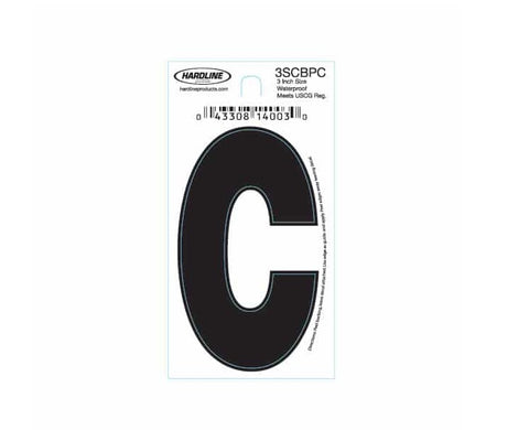 Hardline Products 3SCBPC Boat Marine Grade 3" Black Letter C Registration Each