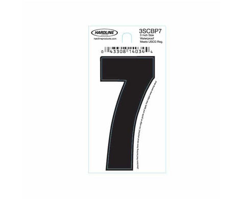 Hardline Products 3SCBP7 Boat Marine Grade 3" Black #7 Registration Number Each