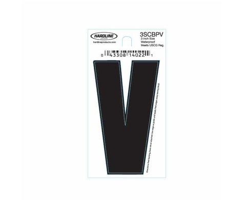 Hardline Products 3SCBPV Boat Marine Grade 3" Black Letter V Registration Each
