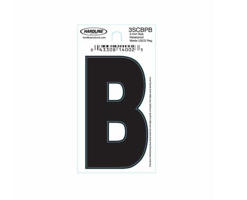 Hardline Products 3SCBPB Boat Marine Grade 3" Black Letter B Registration Each