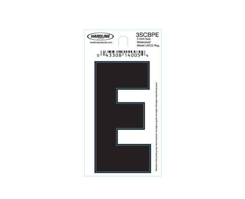 Hardline Products 3SCBPE Boat Marine Grade 3" Black Letter E Registration Each