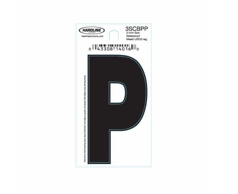 Hardline Products 3SCBPP Boat Marine Grade 3" Black Letter P Registration Each