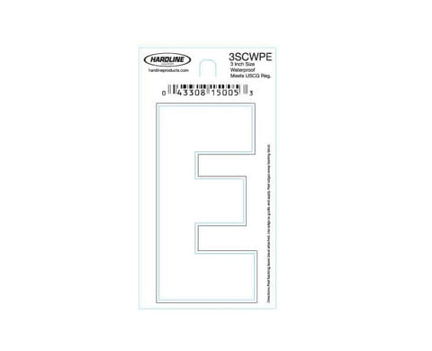 Hardline Products 3SCWPE Boat Marine Grade 3" White Letter E Registration Each