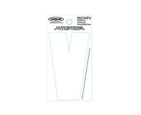 Hardline Products 3SCWPV Boat Marine Grade 3" White Letter V Registration Each