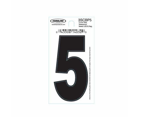 Hardline Products 3SCBP5 Boat Marine Grade 3" Black #5 Registration Number Each