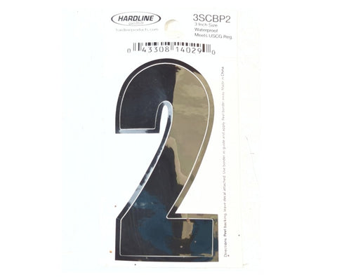 Hardline Products 3SCBP2 Boat Marine Grade 3" Black #2 Registration Number Each
